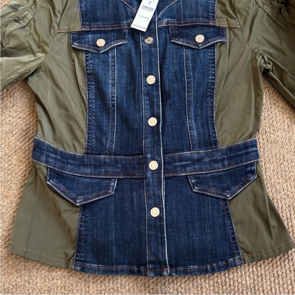 NWT White House Black Market
Novelty Sleeve Trucker Jean Jacket
Size 0 Rtl. $175 - Picture 8 of 10